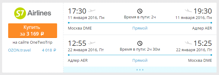 Самые дешевые авиабилеты Сочи-Москва-Сочи с 11 января