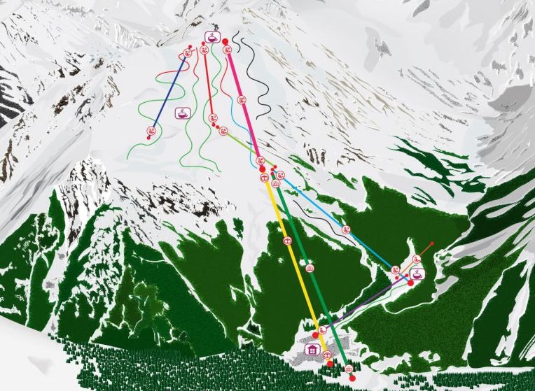 Карта трасс и подъемников горнолыжного курорта Домбай