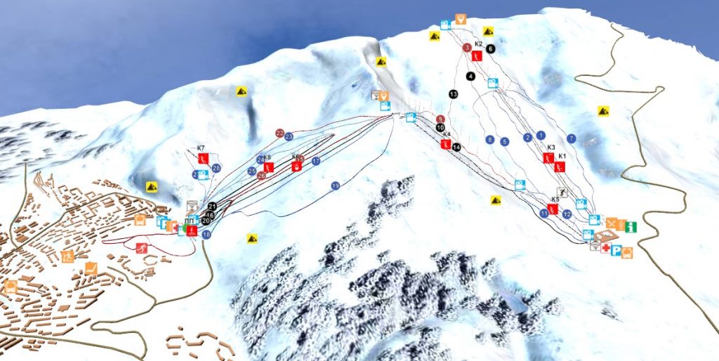 Карта трасс и подъемников горнолыжного курорта Кировска - Большой Вудъявр