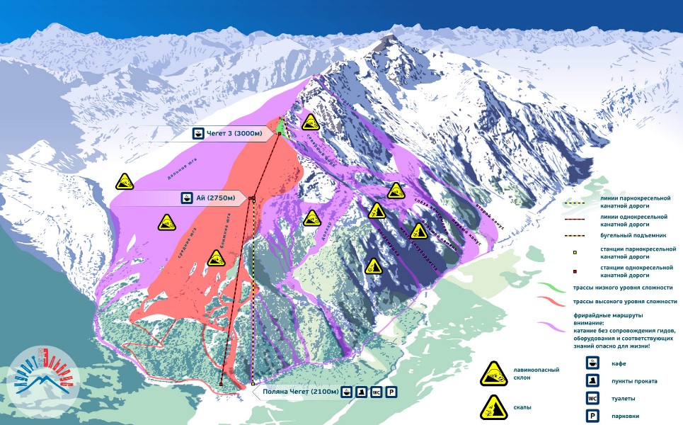 Карта горнолыжного курорта Чегет